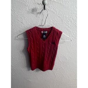 Chaps Toddler Sweater Vest Boy 3/3T  Red Cable‎ Knit